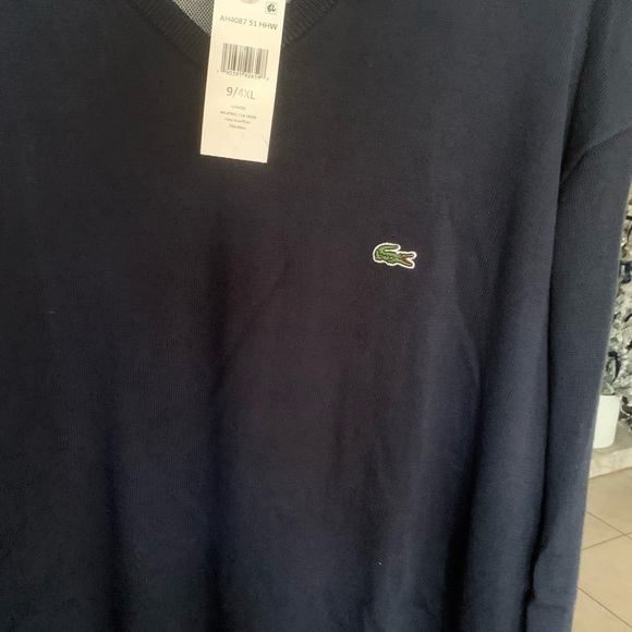 NWT Lacoste Men's Navy blue V-Neck Sweater - Picture 3 of 4